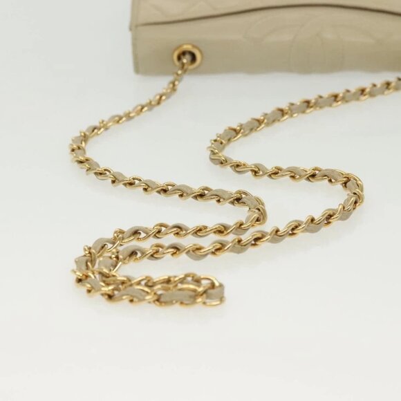 CHANEL Matelasse Chain Shoulder Bag Lamb Skin Ivory Gold CC Auth - Picture 4 of 16
